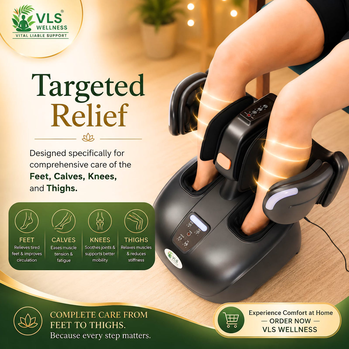 Targeted Relief for Feet, Calves, Knees, and Thighs