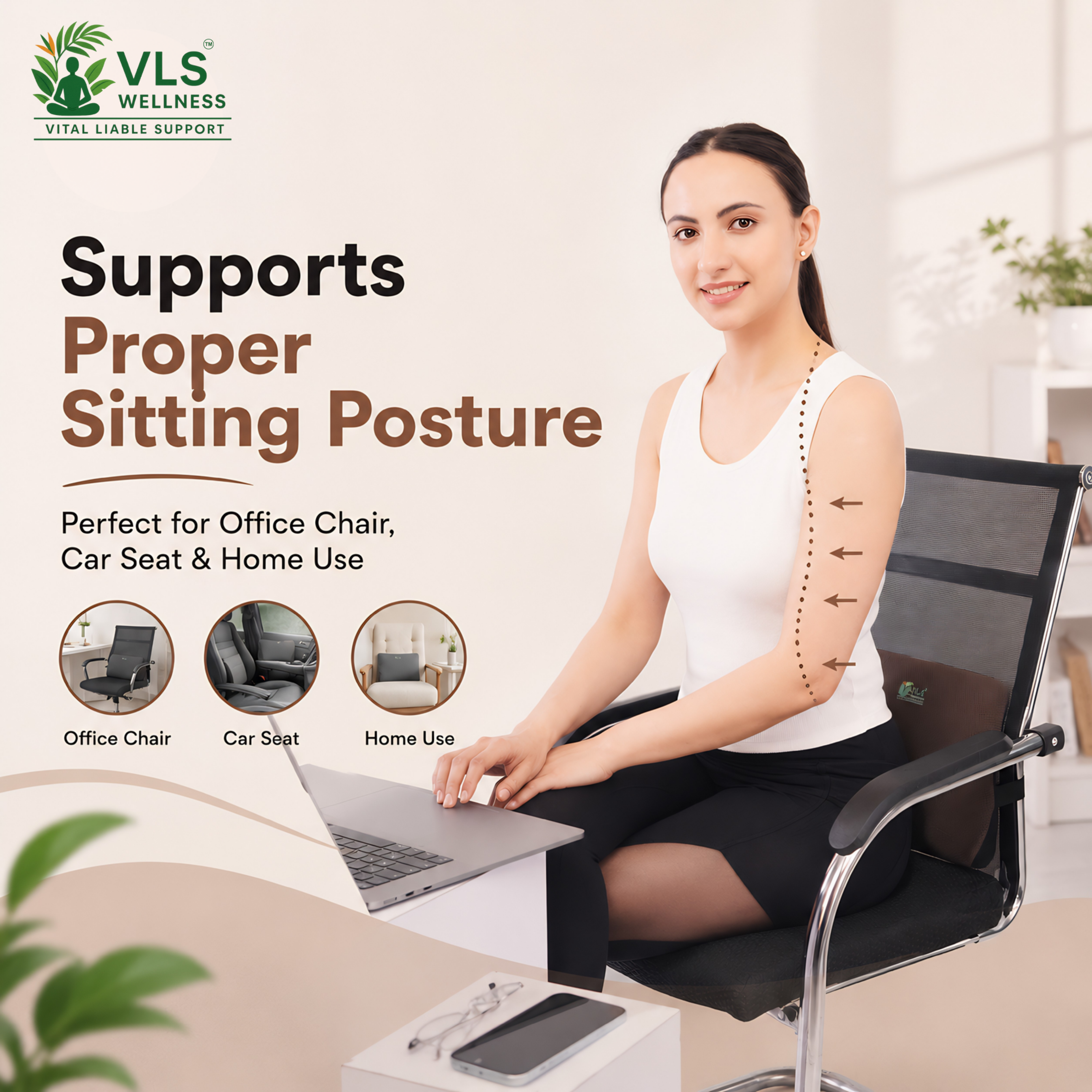 VLS Lower Backrest – Firm Foam Support with Breathable Mesh