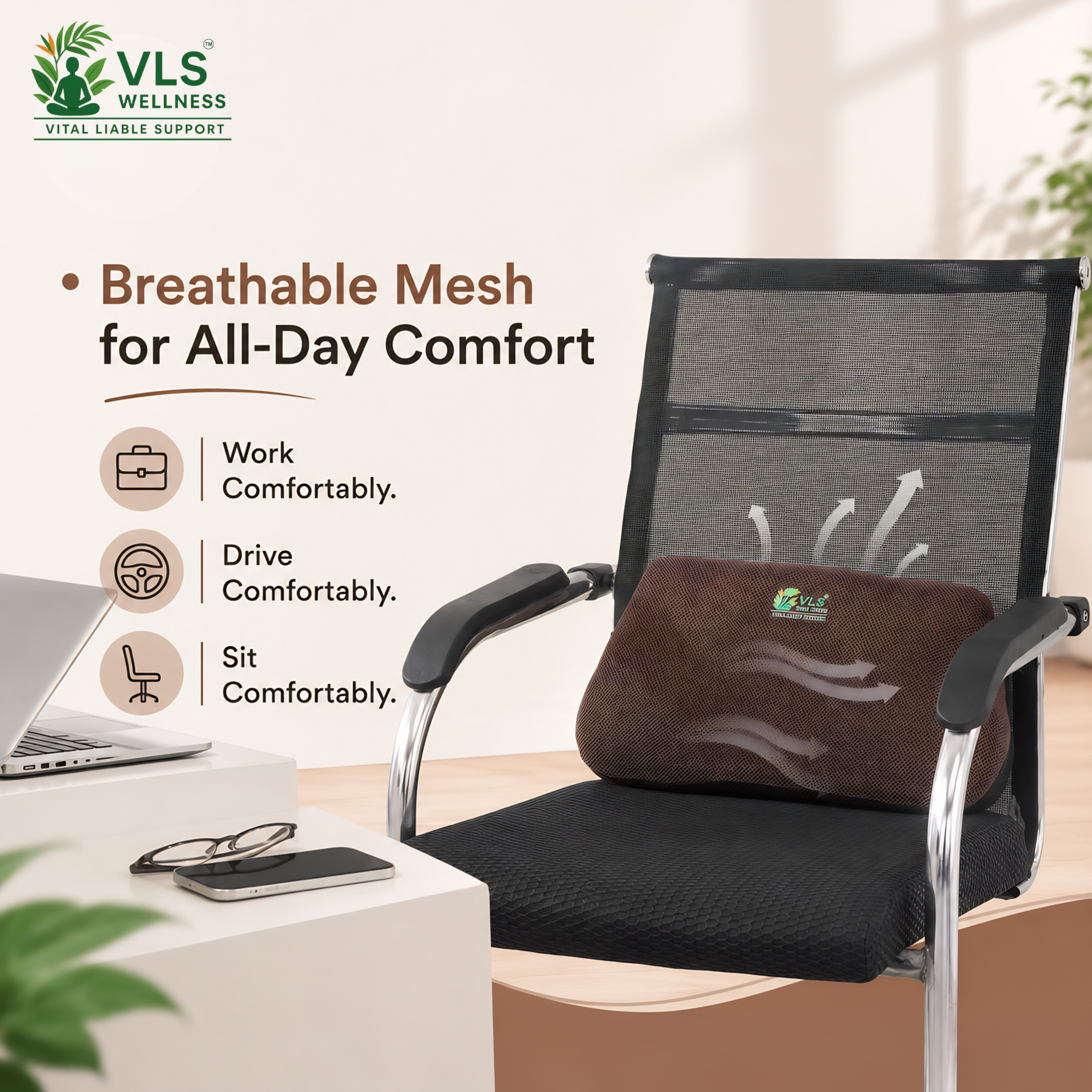 VLS Lower Backrest – Firm Foam Support with Breathable Mesh