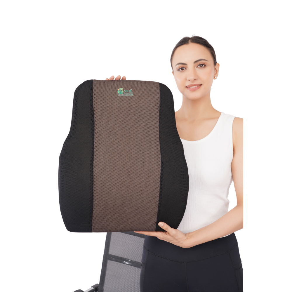 VLS Premium Ergonomic Contoured Backrest – Firm Density Lumbar Support with Breathable Mesh for All-Day Comfort (Office & Car)