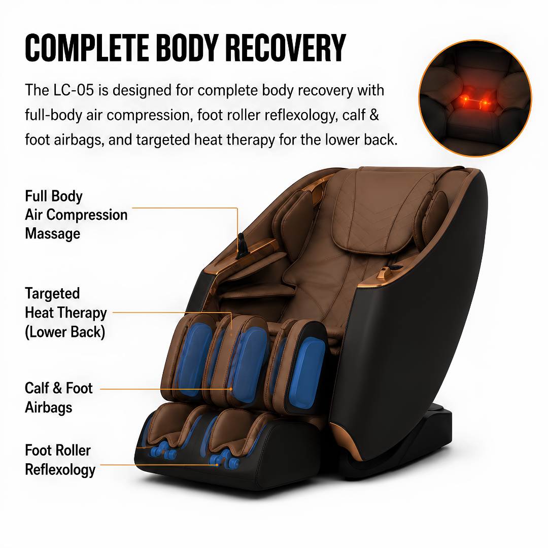 VLS LC05 Premium 4D Massage Chair | Advanced 4D Massage Mechanism, SL Track, AI Body Scan, 3 Zero Gravity Modes, Full Body Air Compression & Foot Reflexology.