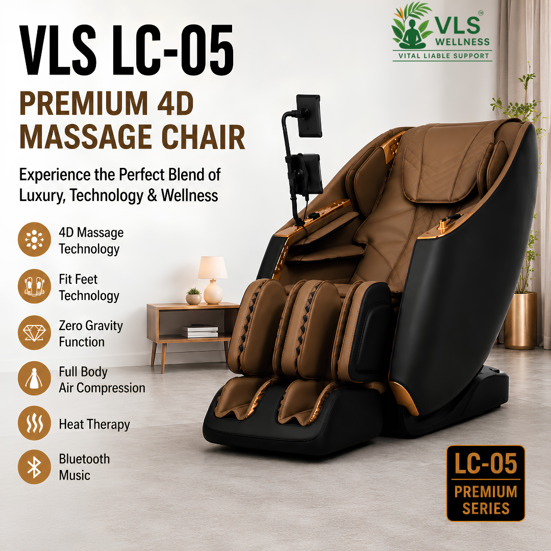 VLS LC05 Premium 4D Massage Chair | Advanced 4D Massage Mechanism, SL Track, AI Body Scan, 3 Zero Gravity Modes, Full Body Air Compression & Foot Reflexology.